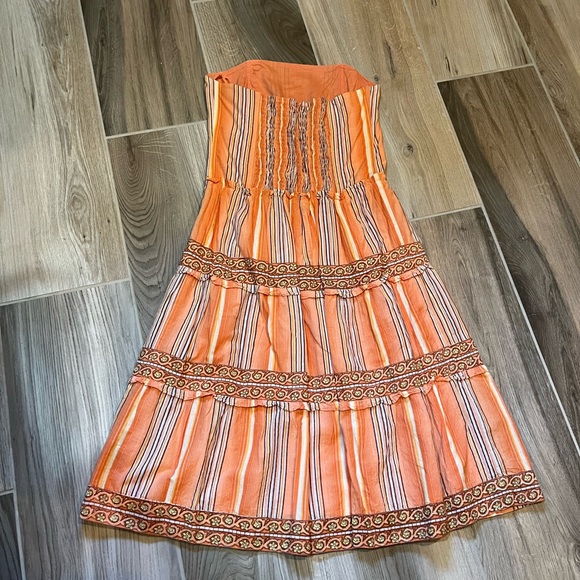 Kit Cornell Strapless Orange Ruffle Dress - Size Small - Picture 2 of 5